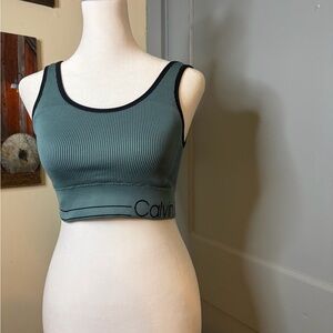 Calvin Klein Green Sleeveless Fitted Tank Top